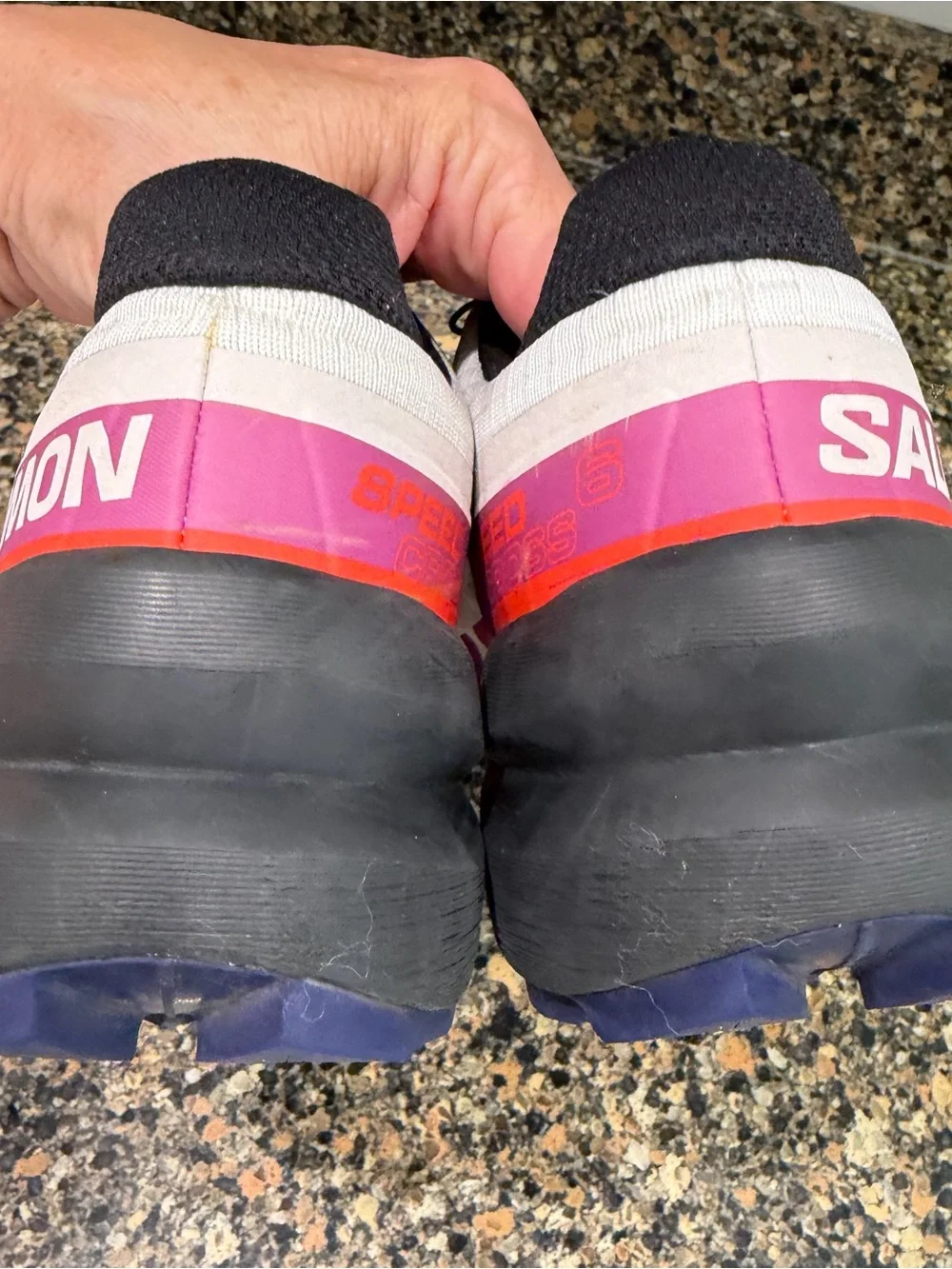 Salomon Women's White Purple Red Athletic Trail Shoes